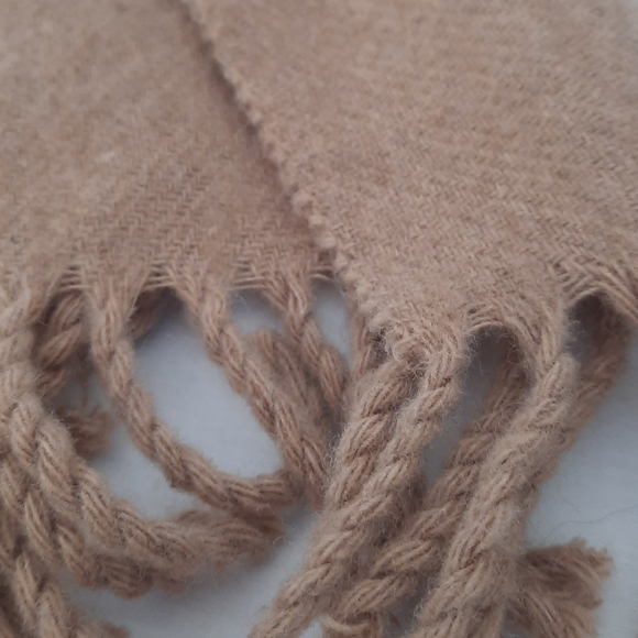 Lambswool Scarf, Tan Color, 56in x 12in, Super Soft - Picture 3 of 6